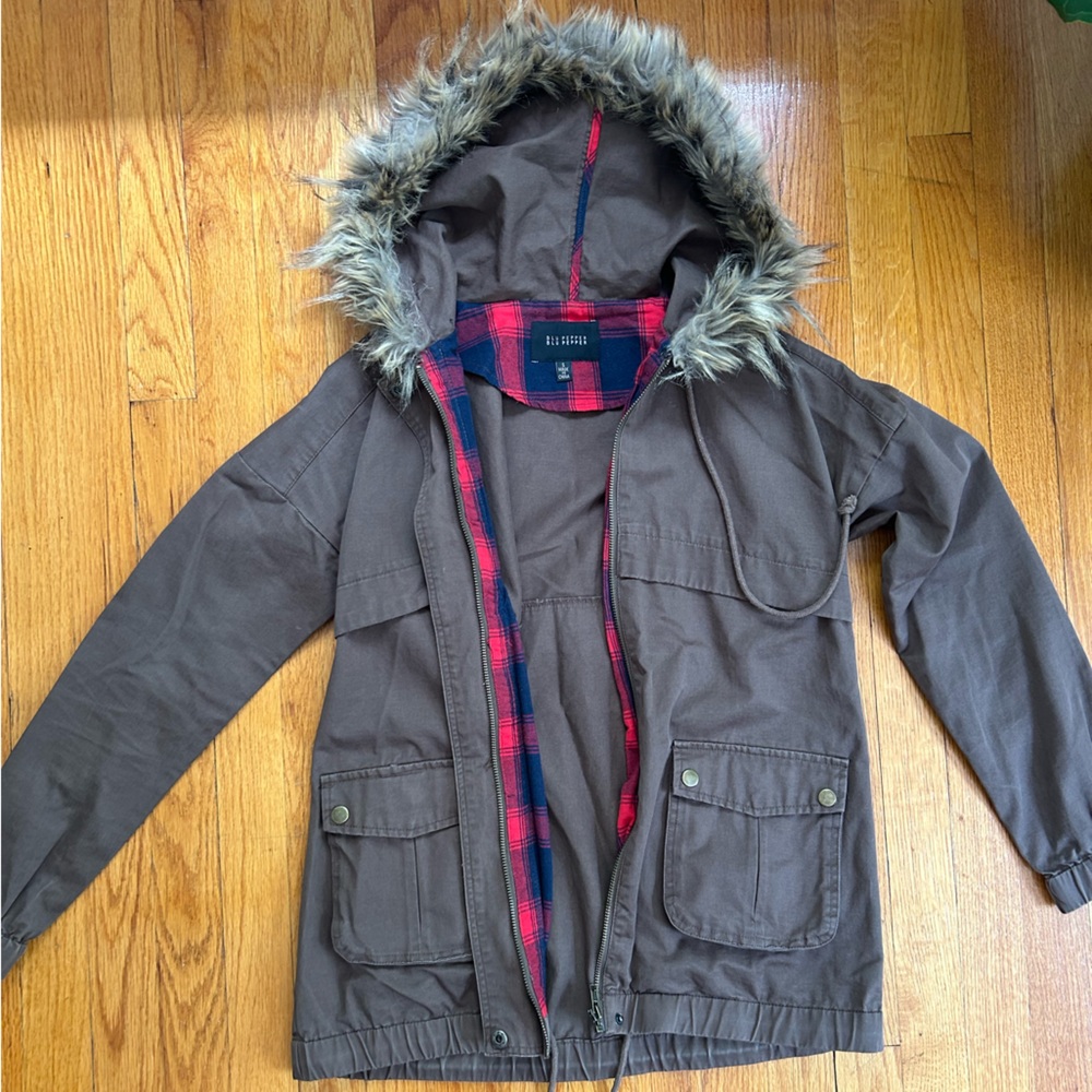 Blu Pepper Coat with Fur Hood
